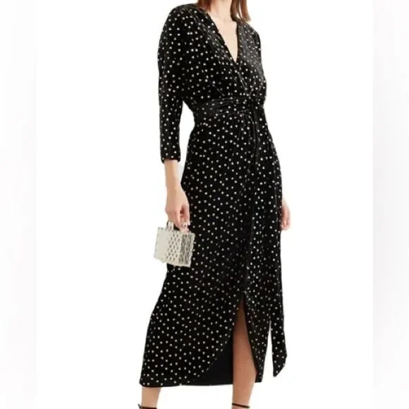 Monique Lhuillier Wrap-Effect Dress with Gold Hearts